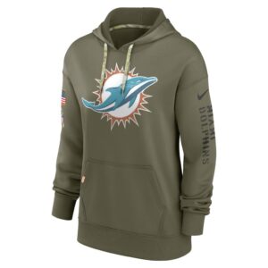 Women's Miami Dolphins Nike Olive 2022 Salute To Service Performance Pullover Hoodie