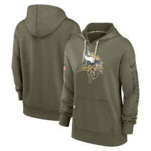 Women's Minnesota Vikings Nike Olive 2022 Salute To Service Performance Pullover Hoodie