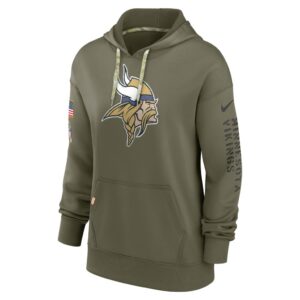 Women's Minnesota Vikings Nike Olive 2022 Salute To Service Performance Pullover Hoodie