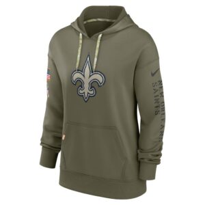 Women's New Orleans Saints Nike Olive 2022 Salute To Service Performance Pullover Hoodie