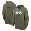 Women's New York Jets Nike Olive 2022 Salute To Service Performance Pullover Hoodie