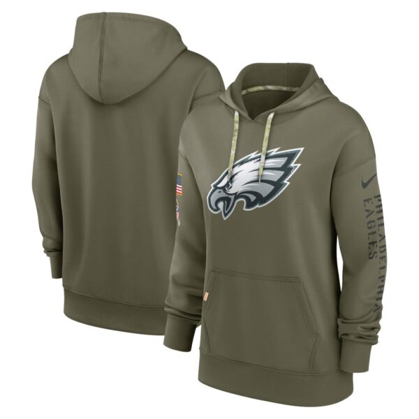 Women's Philadelphia Eagles Nike Olive 2022 Salute To Service Performance Pullover Hoodie