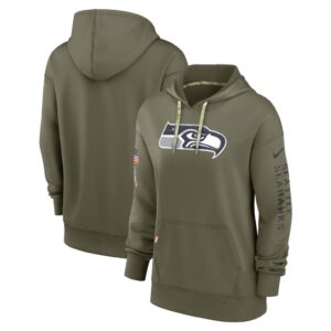 Women's Seattle Seahawks Nike Olive 2022 Salute To Service Performance Pullover Hoodie