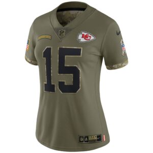 Women's Kansas City Chiefs Patrick Mahomes Nike Olive 2022 Salute To Service Limited Jersey