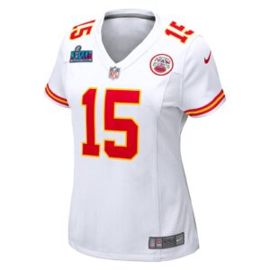 Women's Kansas City Chiefs Patrick Mahomes Nike White Super Bowl LVII Patch Away Game Jersey