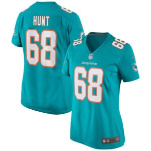 Women's Miami Dolphins Robert Hunt Nike Aqua Game Jersey