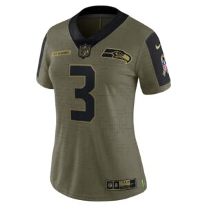 Women's Seattle Seahawks Russell Wilson Nike Olive 2021 Salute To Service Limited Player Jersey