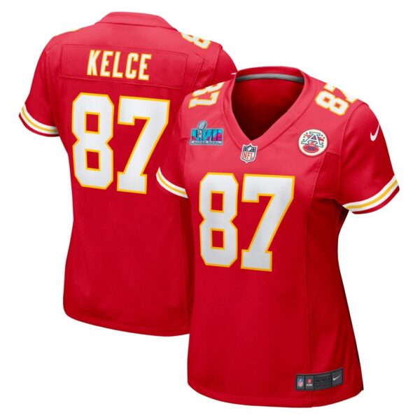 Women's Kansas City Chiefs Travis Kelce Nike Red Super Bowl LVII Patch Game Jersey