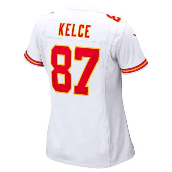 Women's Kansas City Chiefs Travis Kelce Nike White Super Bowl LVII Patch Away Game Jersey