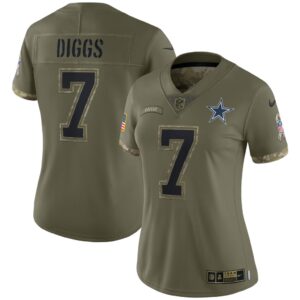 Women's Dallas Cowboys Trevon Diggs Nike Olive 2022 Salute To Service Limited Jersey