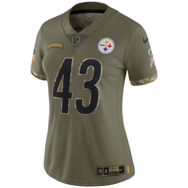 Women's Pittsburgh Steelers Troy Polamalu Nike Olive 2022 Salute To Service Retired Player Limited Jersey