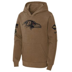 Baltimore Ravens Nike Youth 2023 Salute to Service Club Fleece Pullover Hoodie - Brown