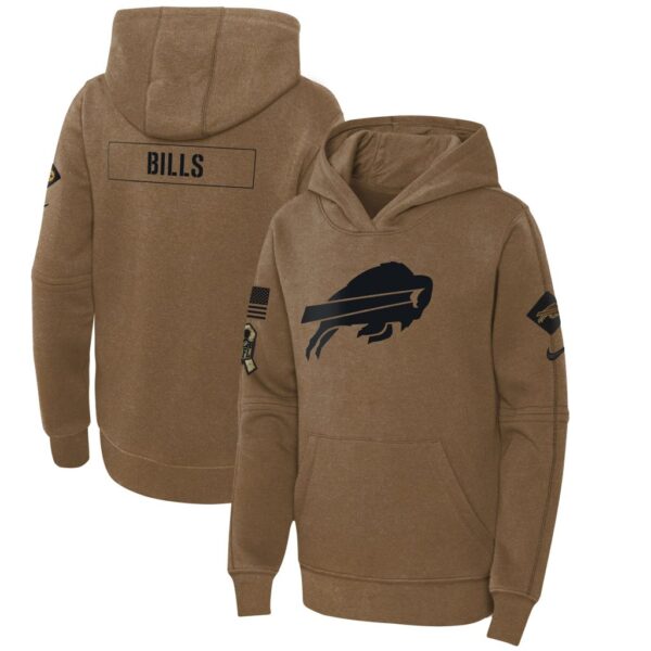 Buffalo Bills Nike Youth 2023 Salute to Service Club Fleece Pullover Hoodie - Brown