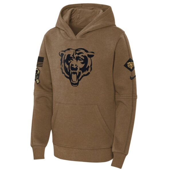 Chicago Bears Nike Youth 2023 Salute to Service Club Fleece Pullover Hoodie - Brown