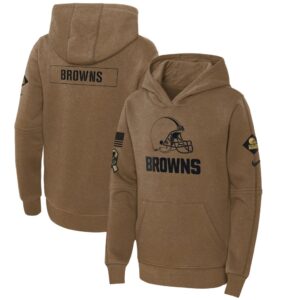 Cleveland Browns Nike Youth 2023 Salute to Service Club Fleece Pullover Hoodie - Brown