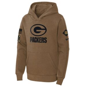 Green Bay Packers Nike Youth 2023 Salute to Service Club Fleece Pullover Hoodie - Brown