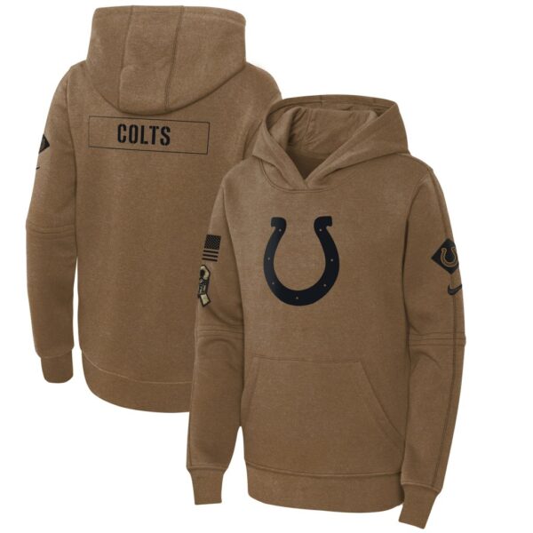 Indianapolis Colts Nike Youth 2023 Salute to Service Club Fleece Pullover Hoodie - Brown