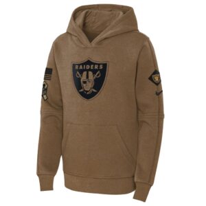 Las Vegas Raiders Nike Youth 2023 Salute to Service Club Fleece Pullover Hoodie - Brown