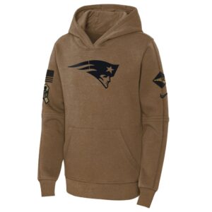 New England Patriots Nike Youth 2023 Salute to Service Club Fleece Pullover Hoodie - Brown