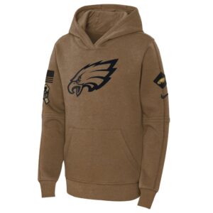 Philadelphia Eagles Nike Youth 2023 Salute to Service Club Fleece Pullover Hoodie - Brown