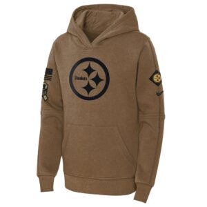 Pittsburgh Steelers Nike Youth 2023 Salute to Service Club Fleece Pullover Hoodie - Brown