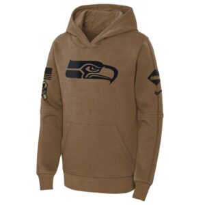 Seattle Seahawks Nike Youth 2023 Salute to Service Club Fleece Pullover Hoodie - Brown