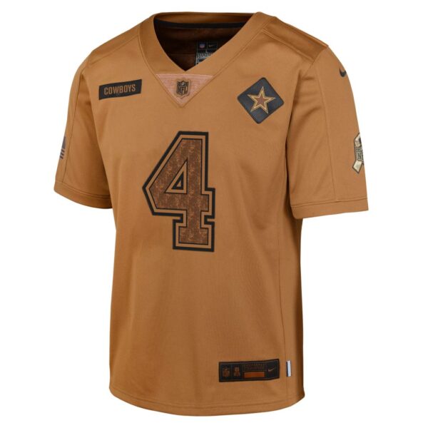 Dak Prescott Dallas Cowboys Nike Youth 2023 Salute To Service Limited Jersey - Brown