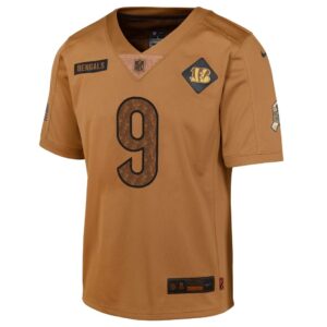 Joe Burrow Cincinnati Bengals Nike Youth 2023 Salute To Service Limited Jersey - Brown