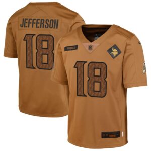 Justin Jefferson Minnesota Vikings Nike Youth 2023 Salute To Service Limited Jersey - Brown