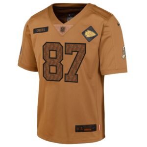 Travis Kelce Kansas City Chiefs Nike Youth 2023 Salute To Service Limited Jersey - Brown